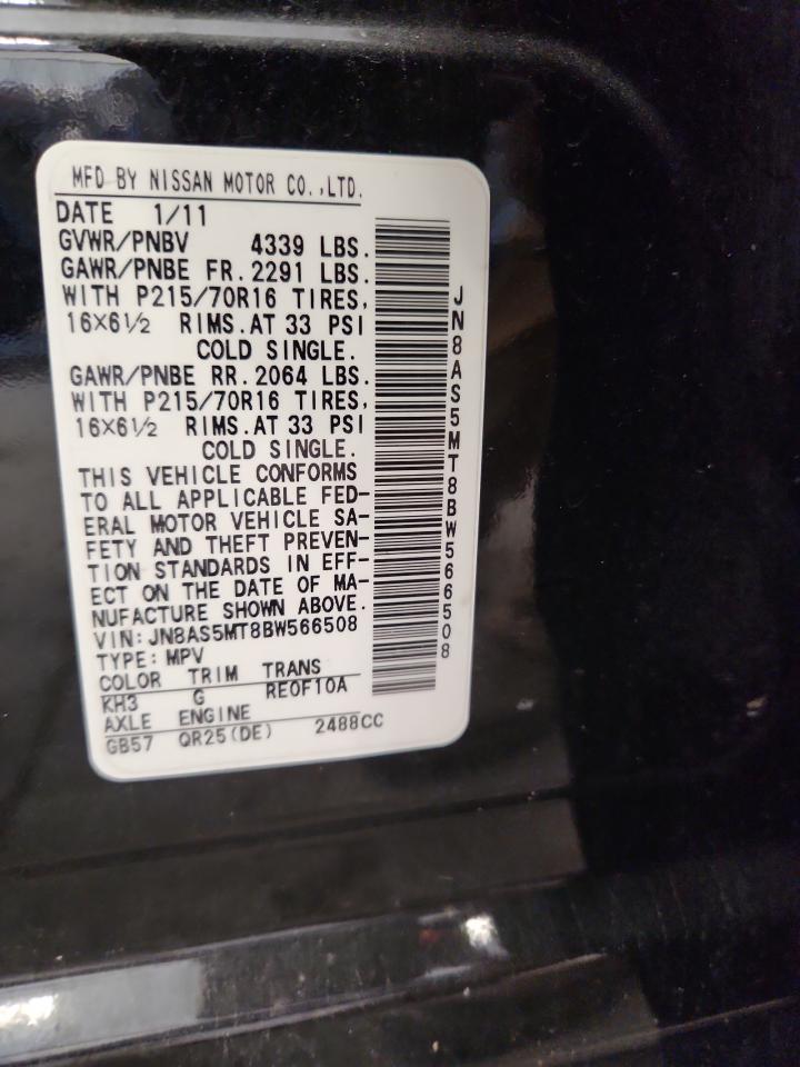 2011 Nissan Rogue S VIN: JN8AS5MT8BW566508 Lot: 81092965