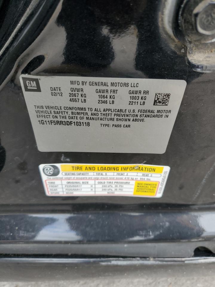 2013 Chevrolet Malibu 2Lt VIN: 1G11F5RR3DF103118 Lot: 82103515