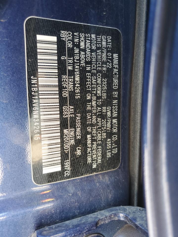 2022 Nissan Rogue Sport S VIN: JN1BJ1AV6NW342615 Lot: 84026545