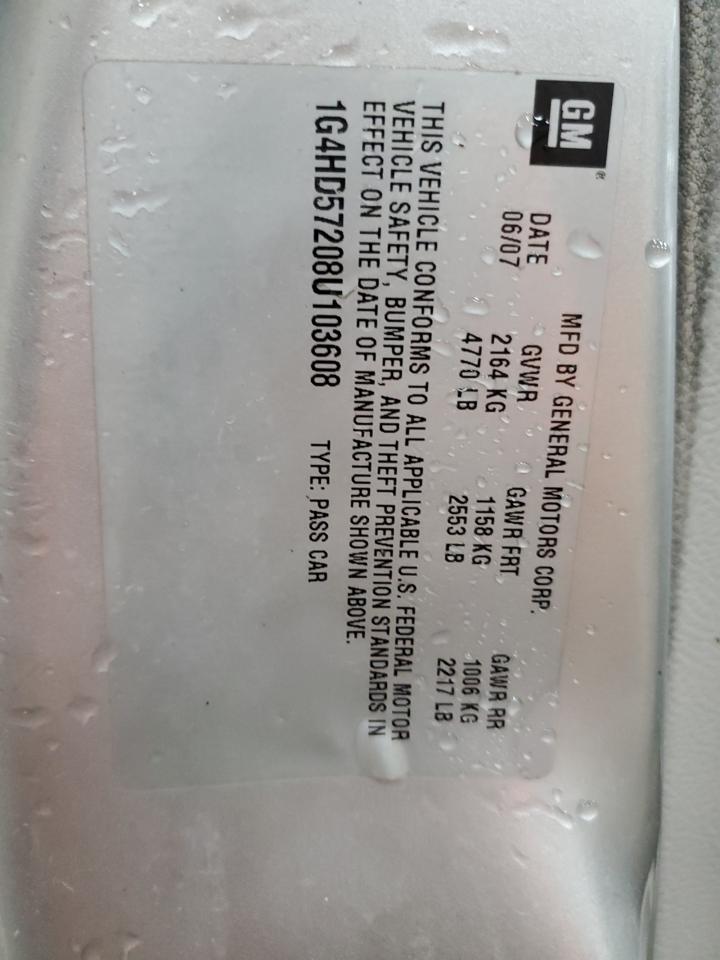 2008 Buick Lucerne Cxl VIN: 1G4HD57208U103608 Lot: 80649225