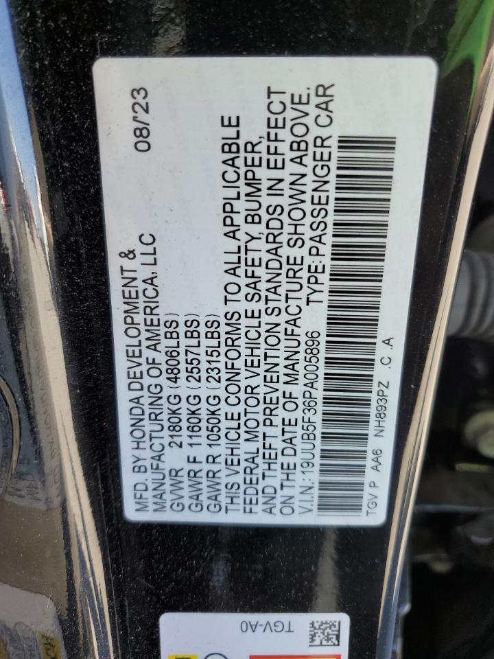 2023 Acura Tlx VIN: 19UUB5F36PA005896 Lot: 80833195