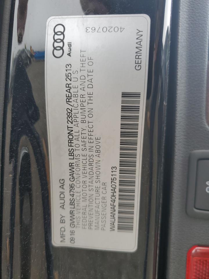 2017 Audi A4 Premium VIN: WAUANAF40HA075113 Lot: 80008715