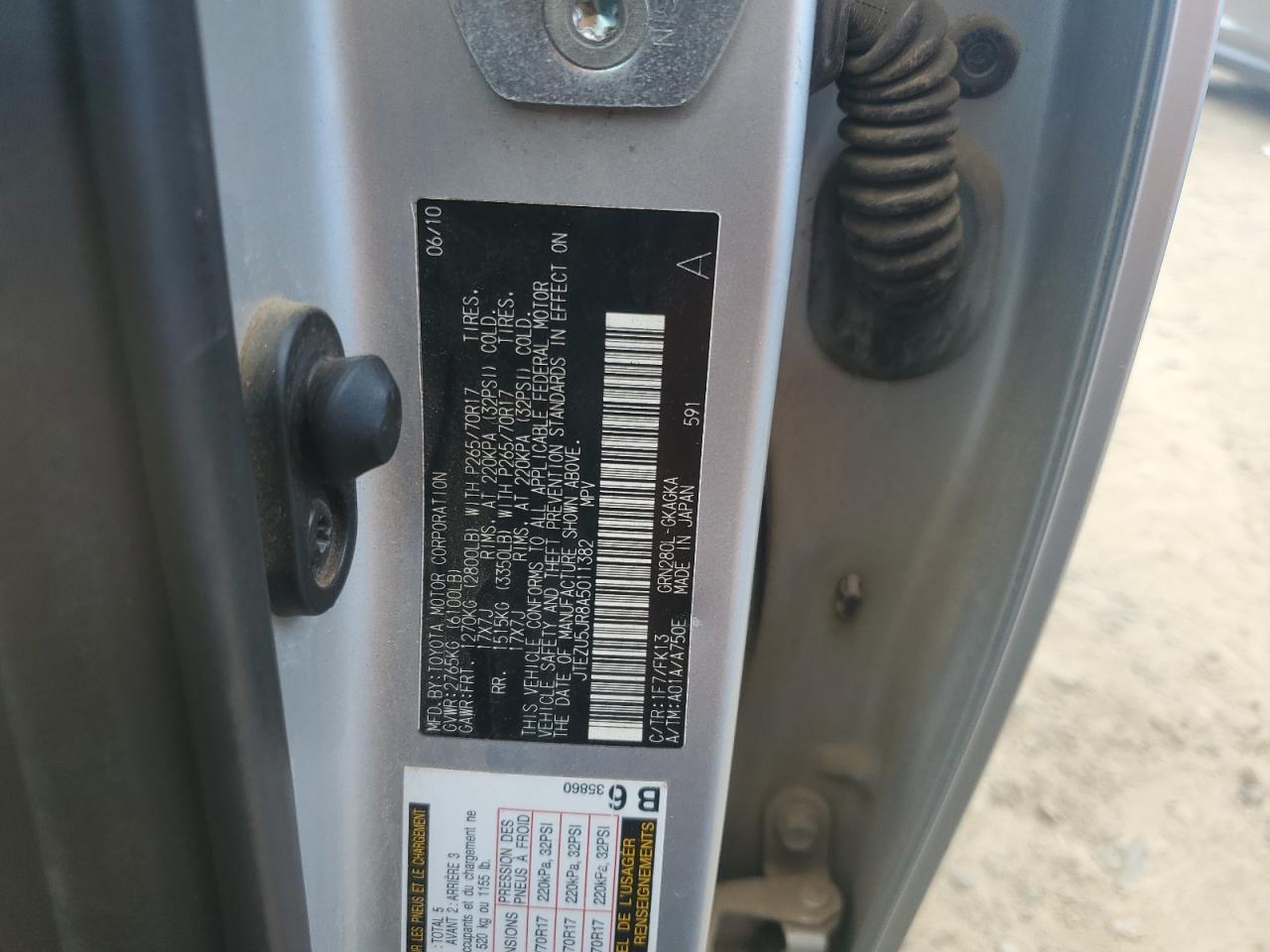 2010 Toyota 4Runner Sr5 VIN: JTEZU5JR8A5011382 Lot: 84564005