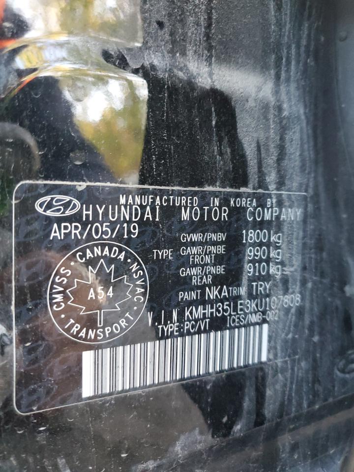 2019 Hyundai Elantra Gt VIN: KMHH35LE3KU107808 Lot: 81307965