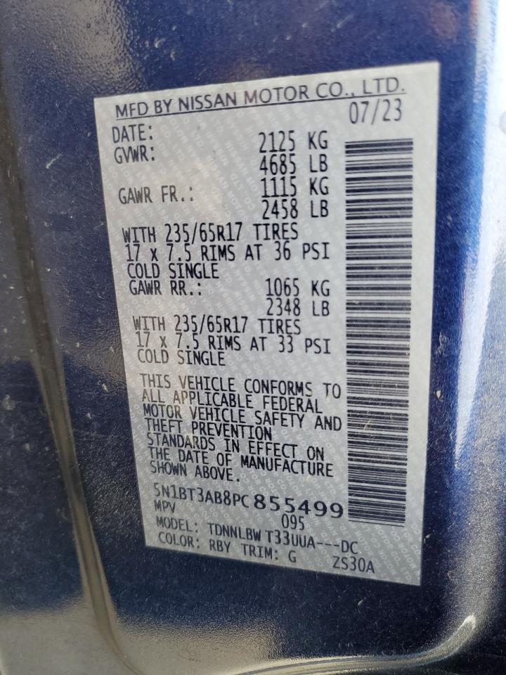 2023 Nissan Rogue S VIN: 5N1BT3AB8PC855499 Lot: 84049935