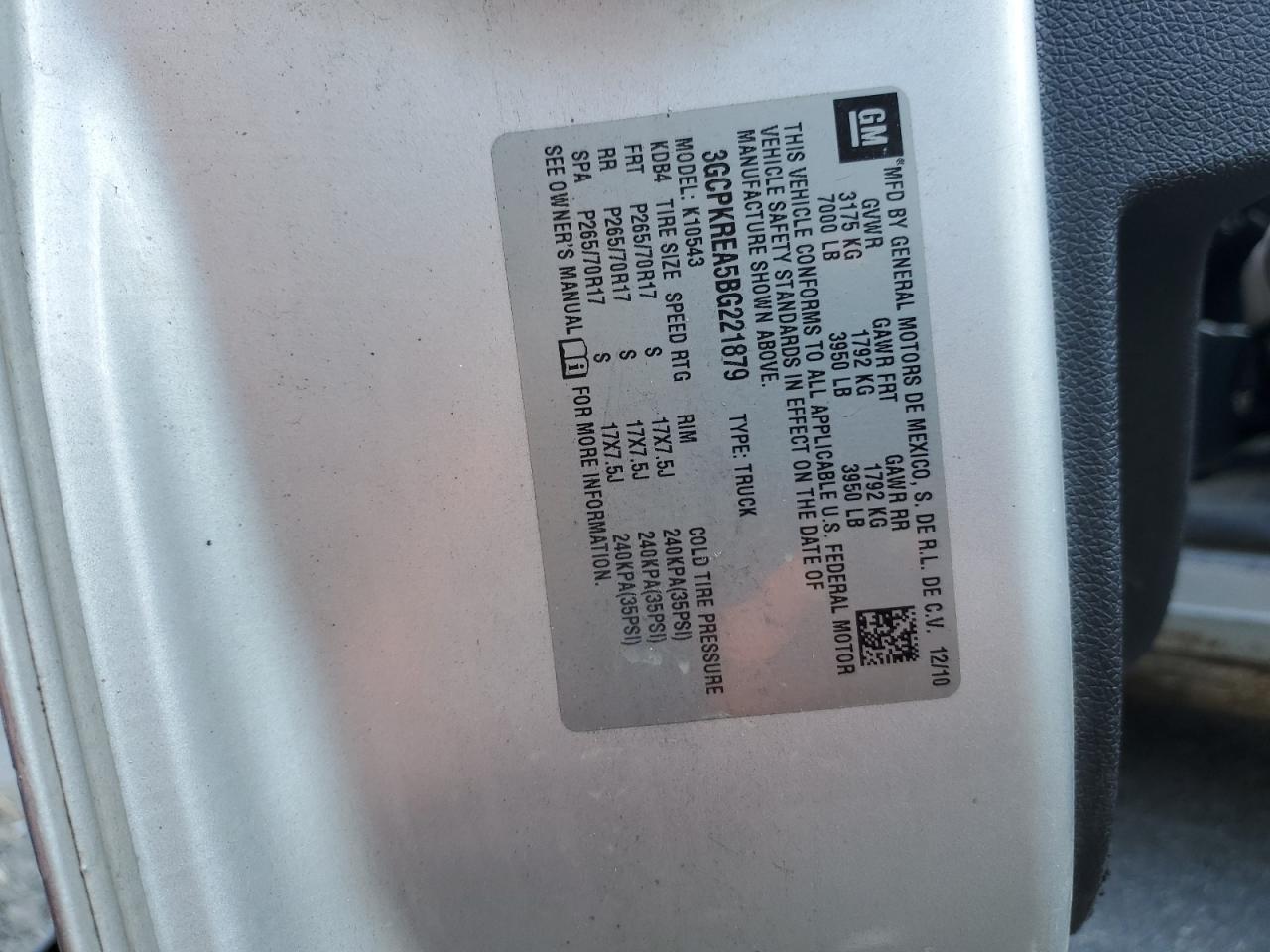 2011 Chevrolet Silverado K1500 Ls VIN: 3GCPKREA5BG221879 Lot: 80559085