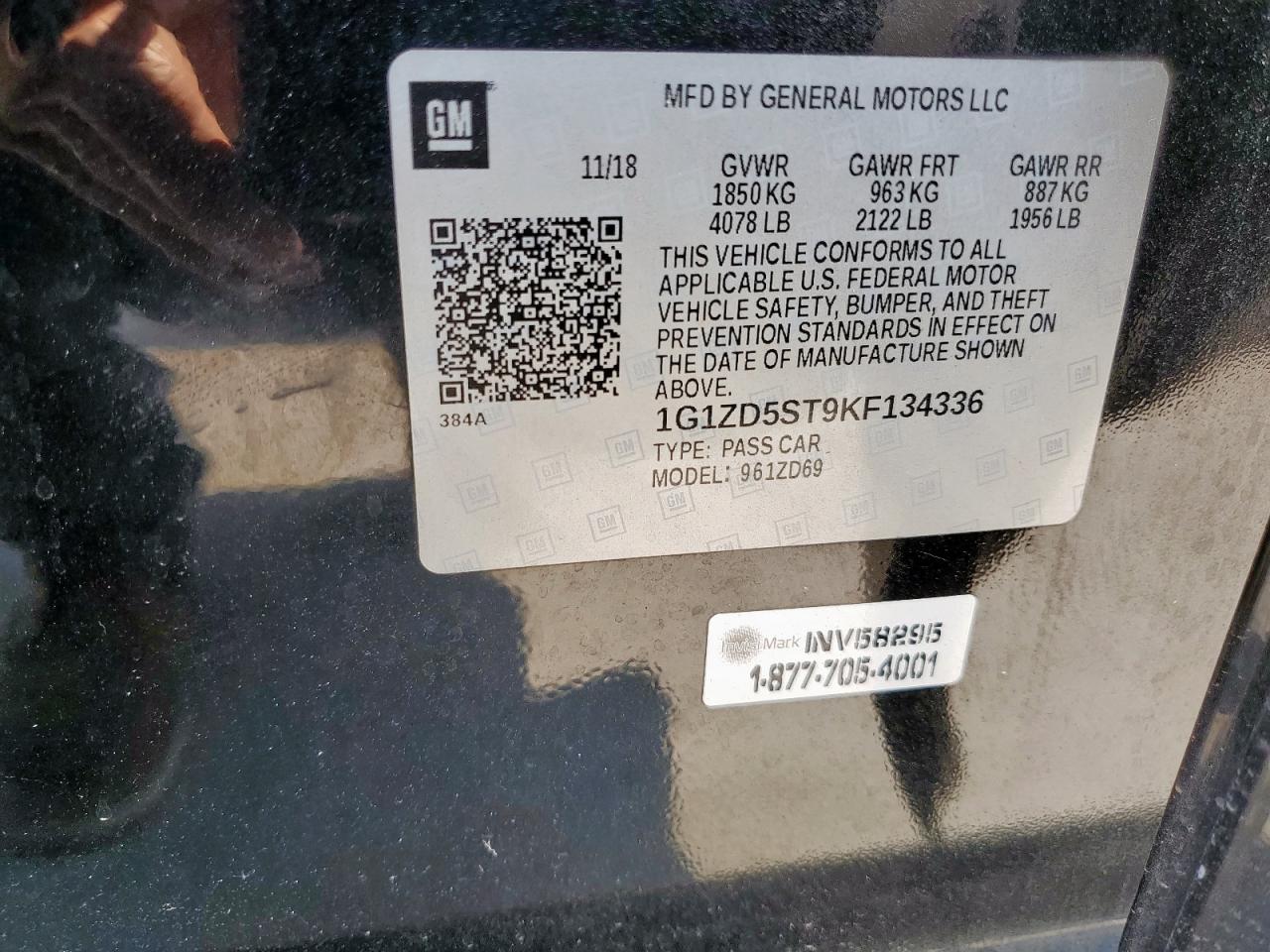 2019 Chevrolet Malibu Lt VIN: 1G1ZD5ST9KF134336 Lot: 81562855