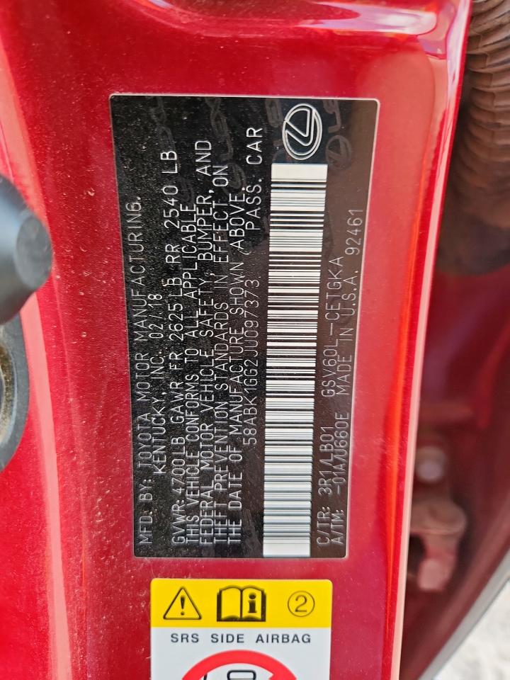 2018 Lexus Es 350 VIN: 58ABK1GG2JU097373 Lot: 80409105