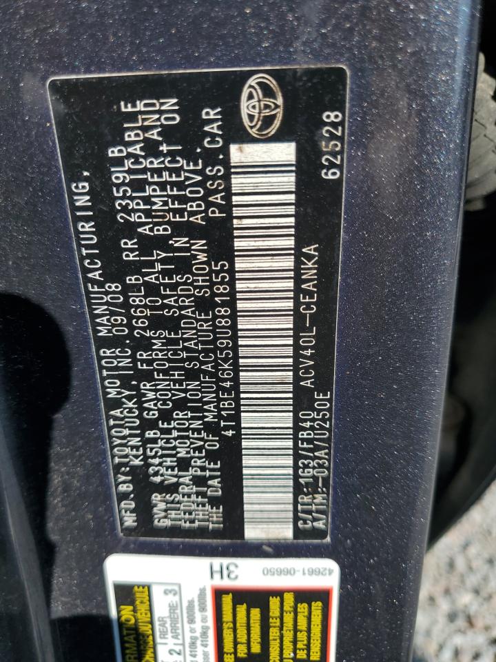 2009 Toyota Camry Base VIN: 4T1BE46K59U881855 Lot: 72065675