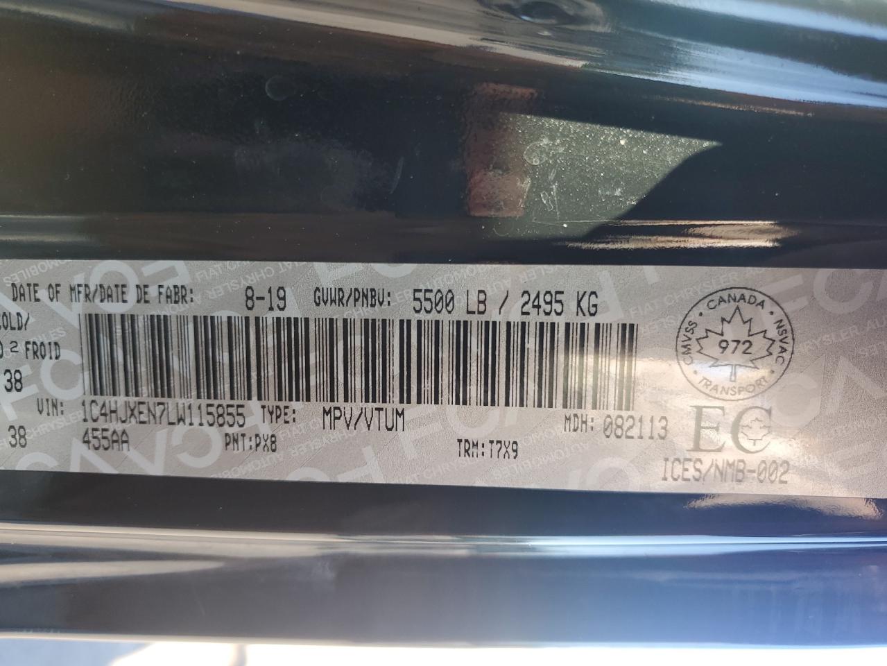 2020 Jeep Wrangler Unlimited Sahara VIN: 1C4HJXEN7LW115855 Lot: 81125815