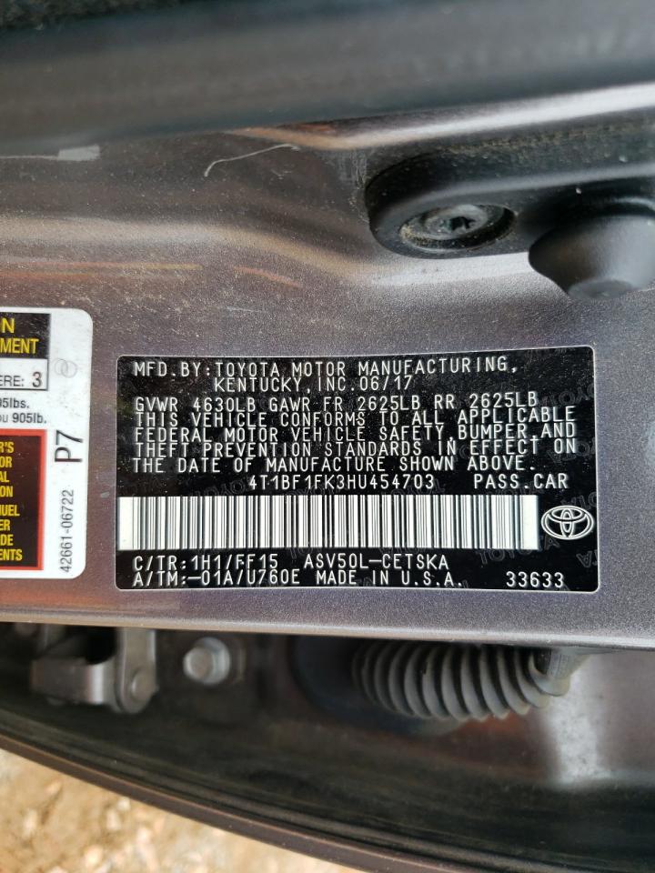 2017 Toyota Camry Le VIN: 4T1BF1FK3HU454703 Lot: 81981395