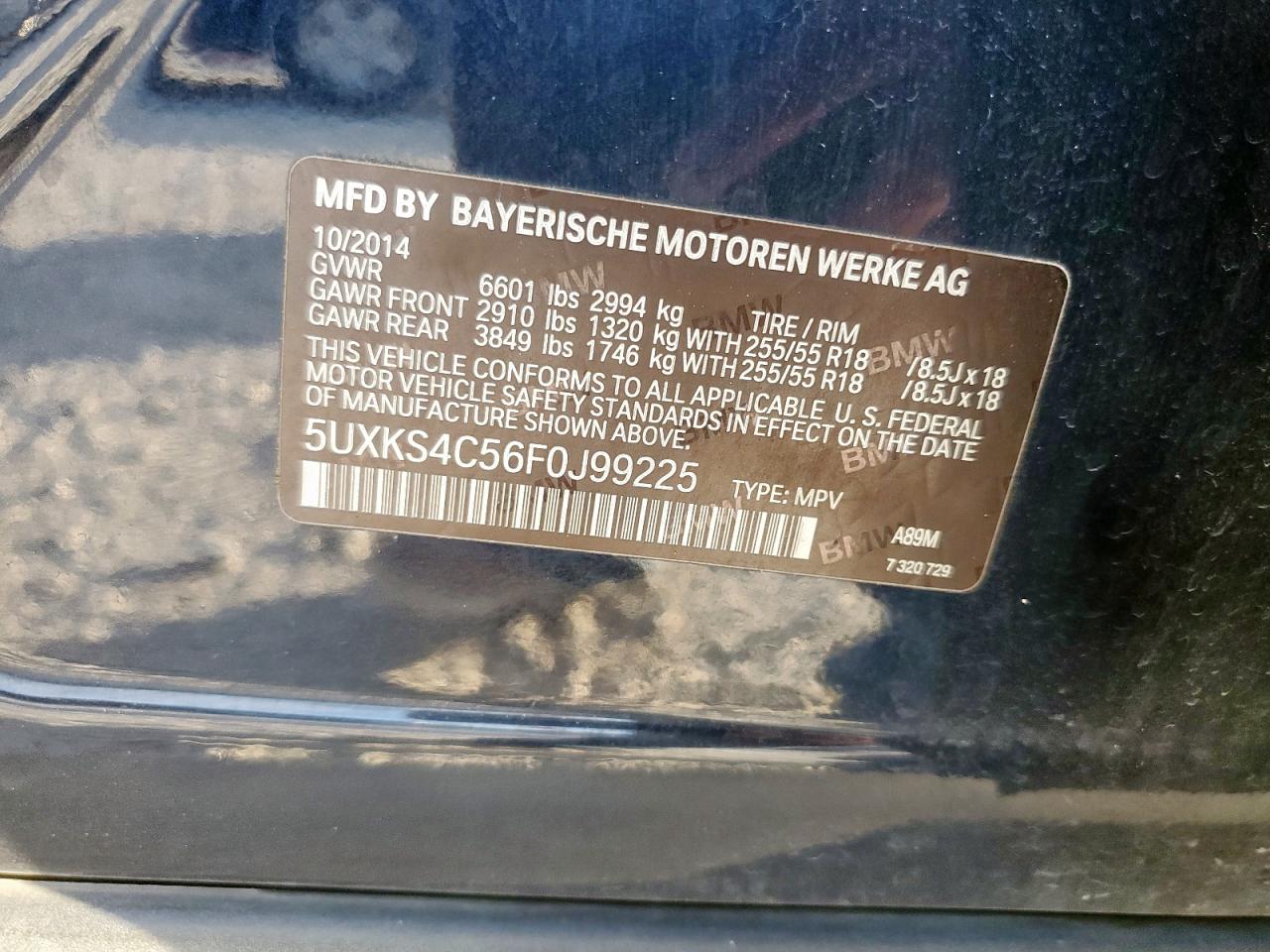 2015 BMW X5 xDrive35D VIN: 5UXKS4C56F0J99225 Lot: 84274235