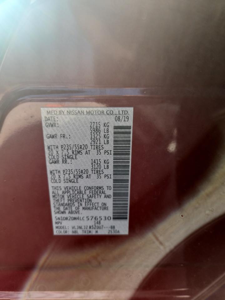 2020 Nissan Pathfinder Platinum VIN: 5N1DR2DM4LC576530 Lot: 84215535