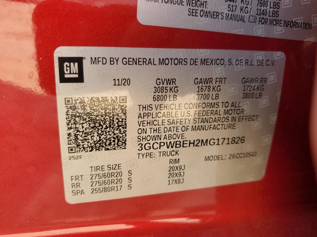 2021 Chevrolet Silverado C1500 Custom VIN: 3GCPWBEH2MG171826 Lot: 80585975