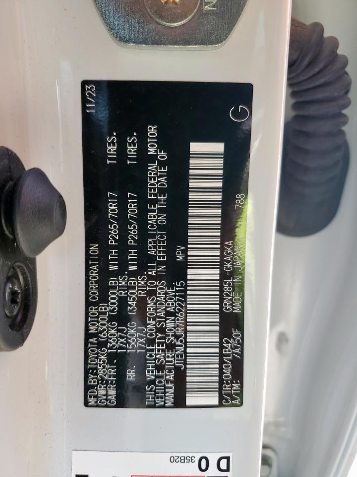 2024 Toyota 4Runner Sr5/Sr5 Premium VIN: JTENU5JR7R6227115 Lot: 80287495