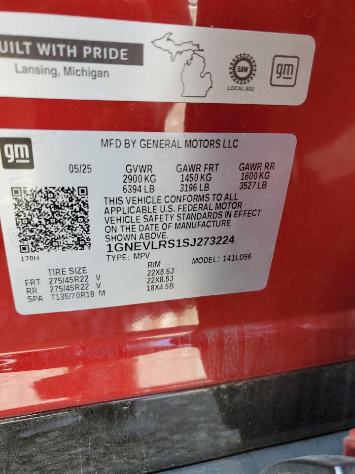 2025 Chevrolet Traverse Rs VIN: 1GNEVLRS1SJ273224 Lot: 84256545