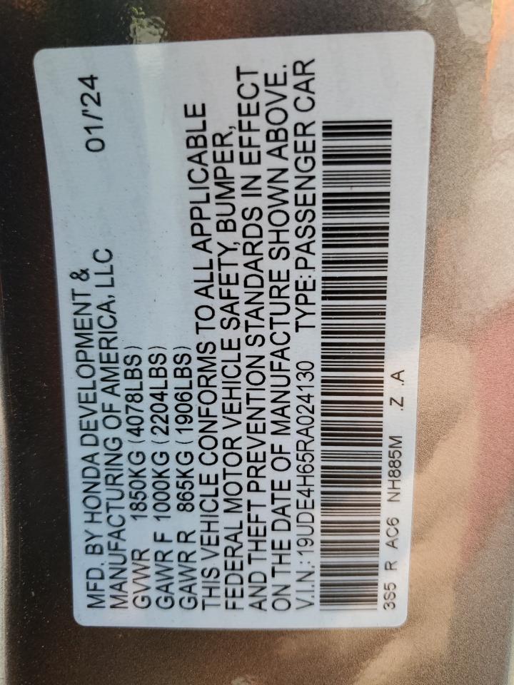 2024 Acura Integra A-Spec Tech VIN: 19UDE4H65RA024130 Lot: 84570395