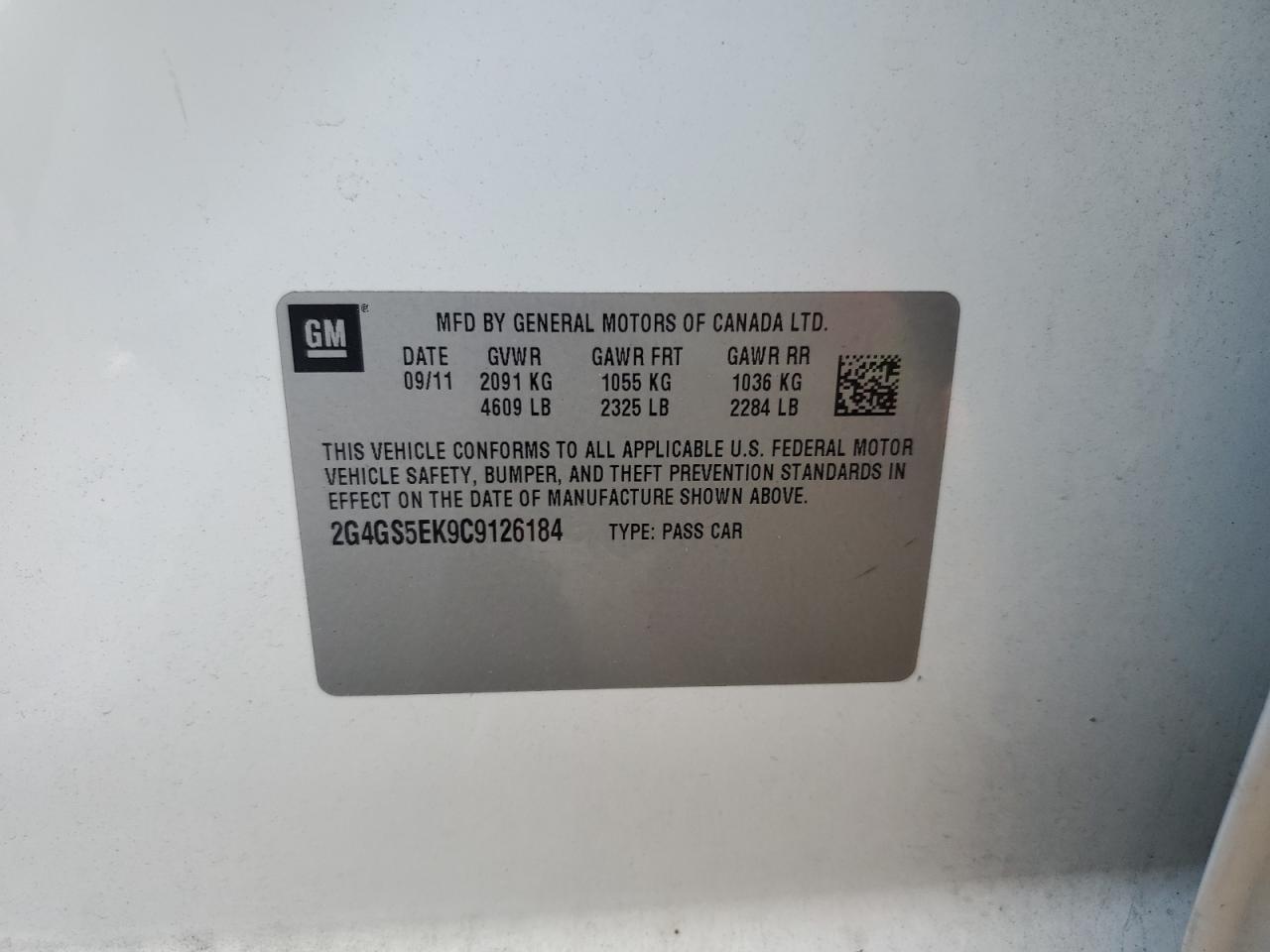 2012 Buick Regal Premium VIN: 2G4GS5EK9C9126184 Lot: 80381365