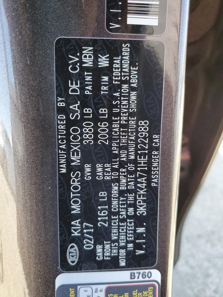 2017 Kia Forte Lx VIN: 3KPFK4A71HE122988 Lot: 71391975