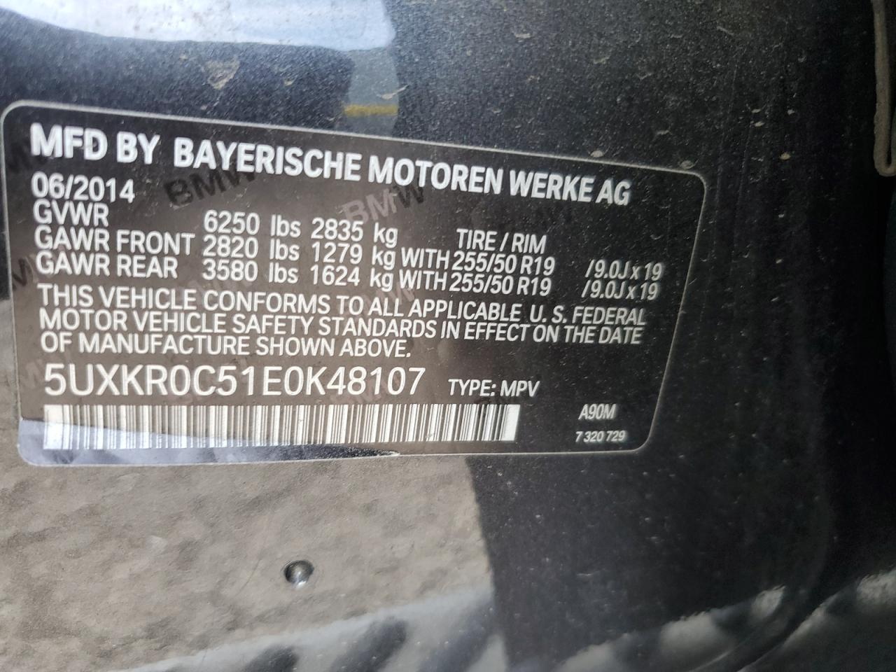 2014 BMW X5 xDrive35I VIN: 5UXKR0C51E0K48107 Lot: 71255385