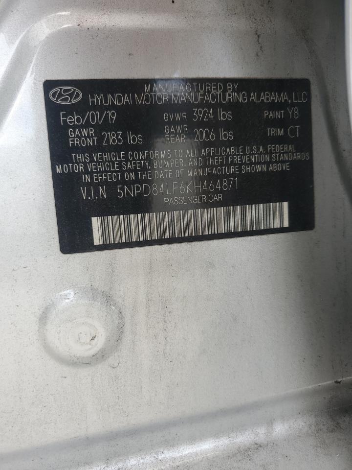 2019 Hyundai Elantra Sel VIN: 5NPD84LF6KH464871 Lot: 81374895
