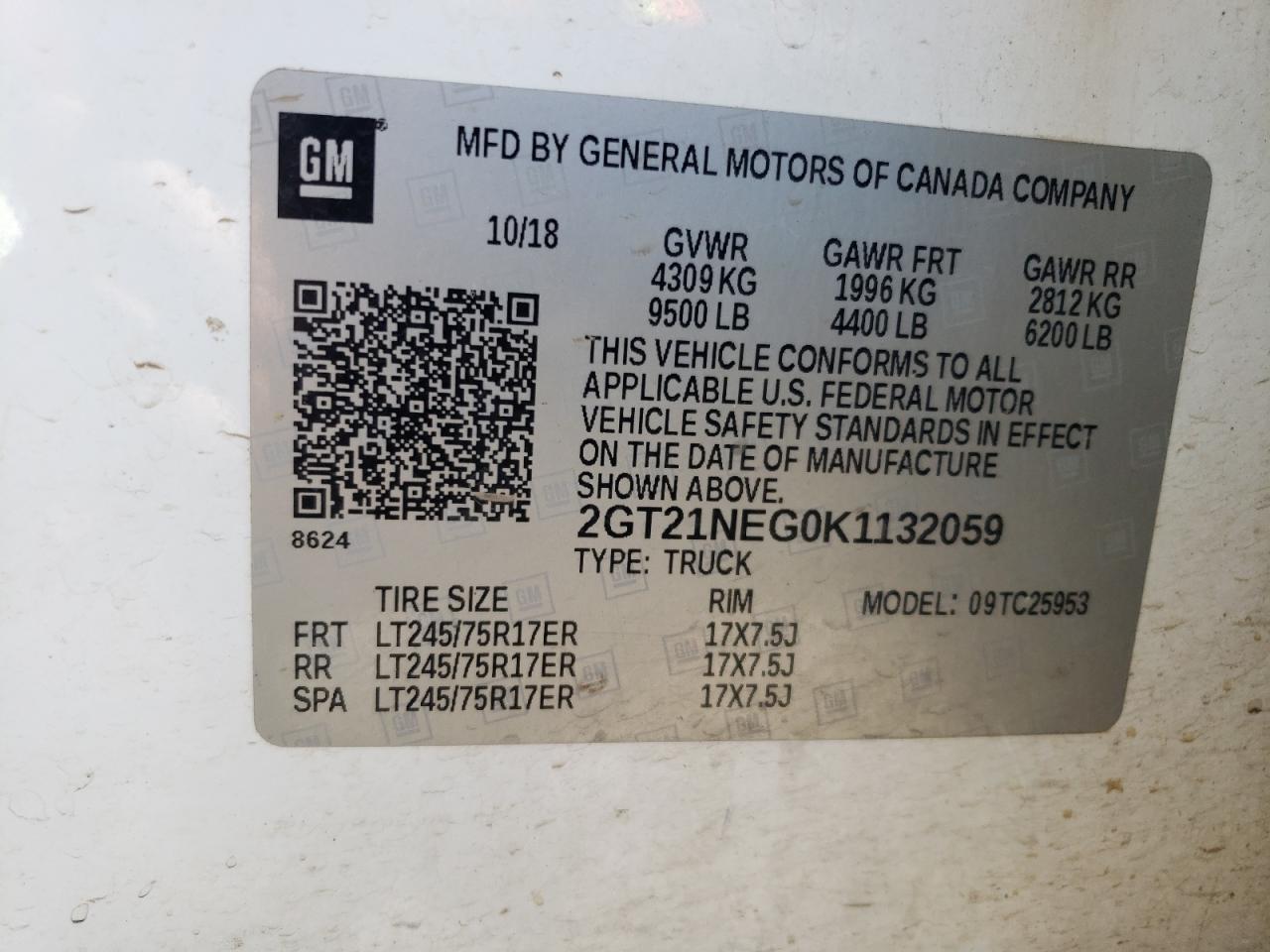 2019 GMC Sierra C2500 Heavy Duty VIN: 2GT21NEG0K1132059 Lot: 80211395