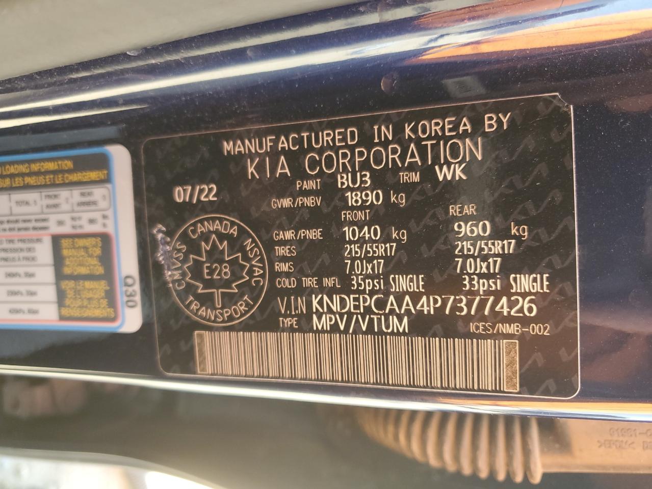 2023 Kia Seltos Lx VIN: KNDEPCAA4P7377426 Lot: 70257545