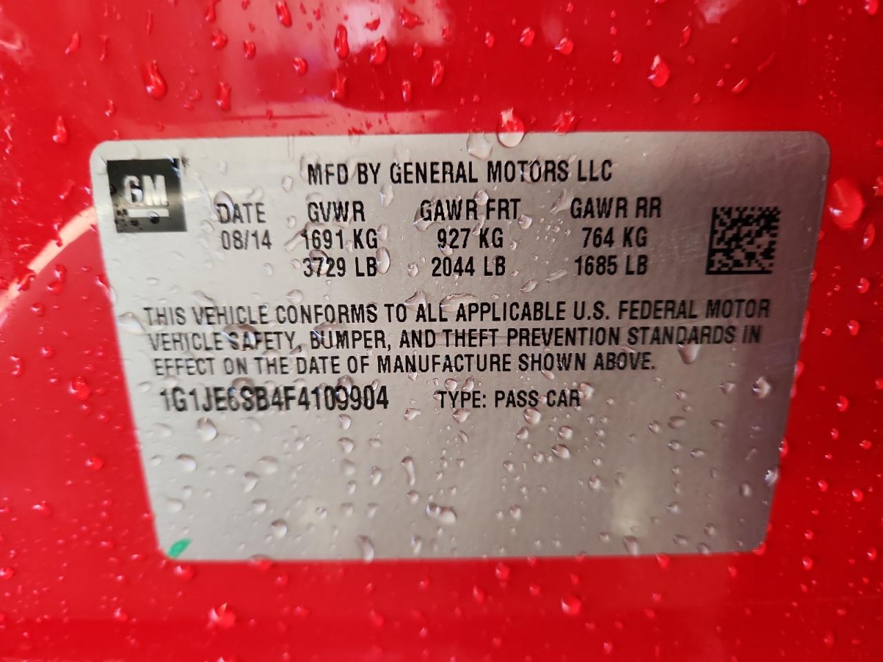 2015 Chevrolet Sonic Ltz VIN: 1G1JE6SB4F4109904 Lot: 72033935