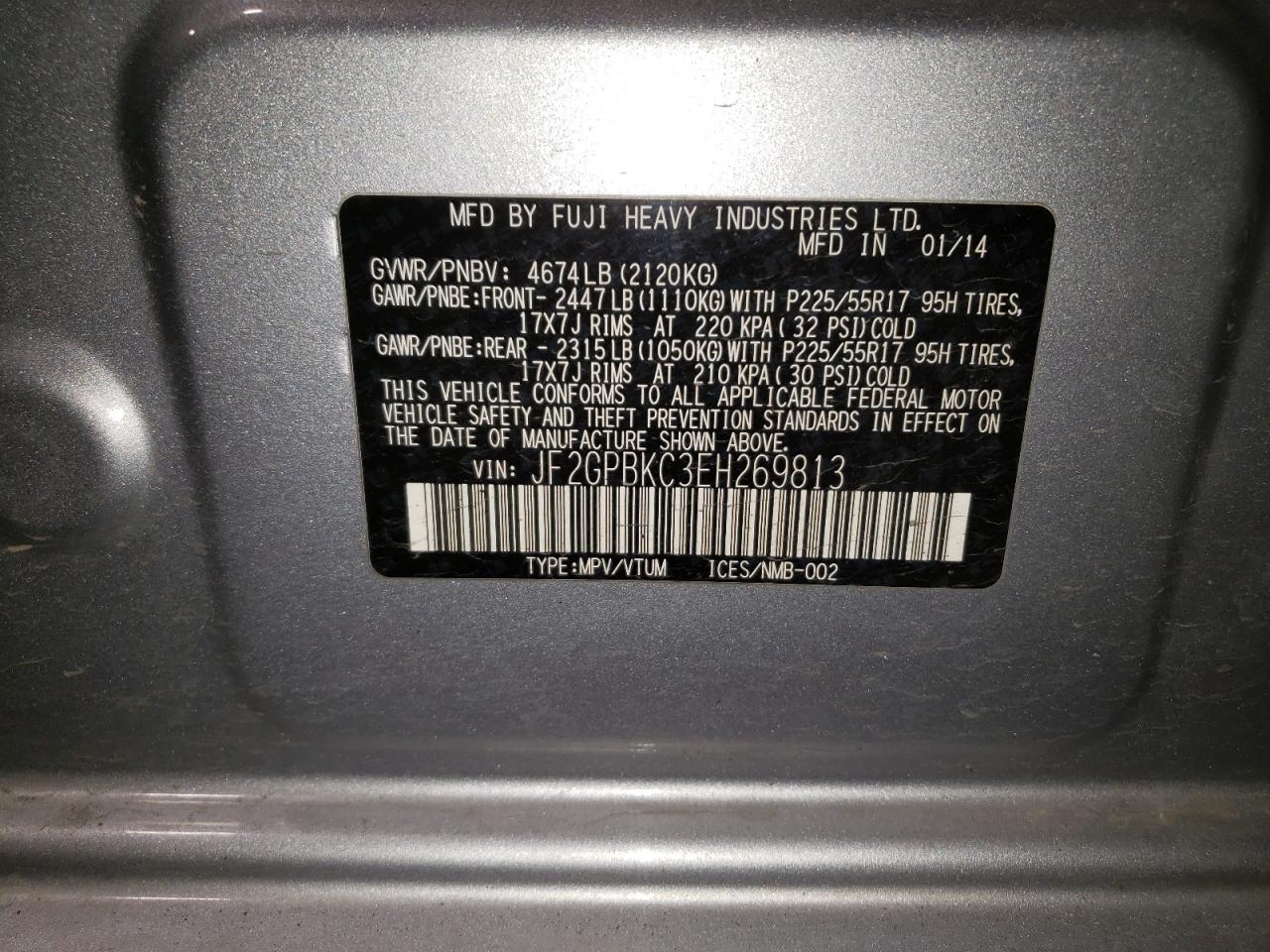 2014 Subaru Xv Crosstrek 2.0I Hybrid Touring VIN: JF2GPBKC3EH269813 Lot: 81704045