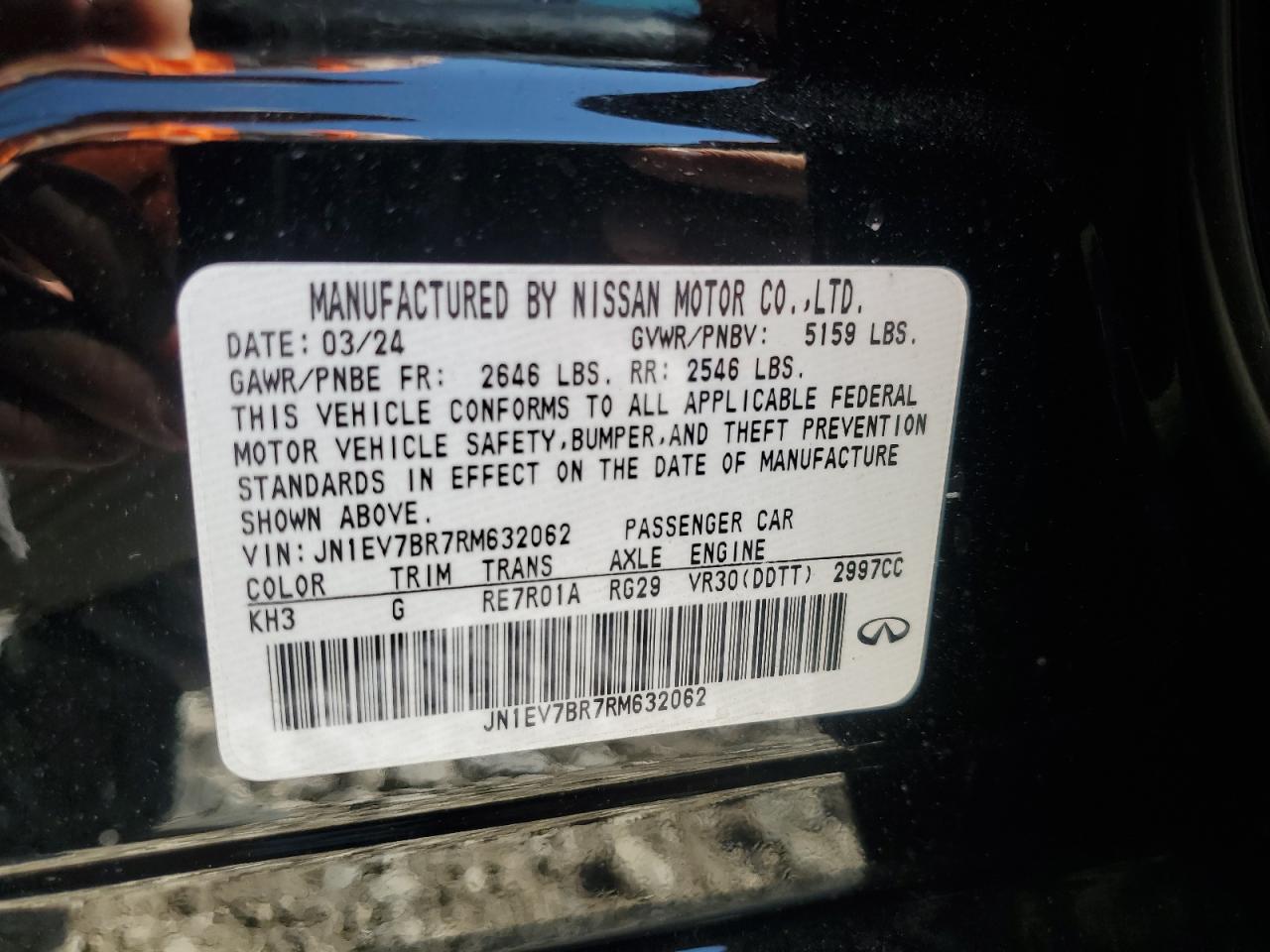 2024 Infiniti Q50 Luxe VIN: JN1EV7BR7RM632062 Lot: 71840165