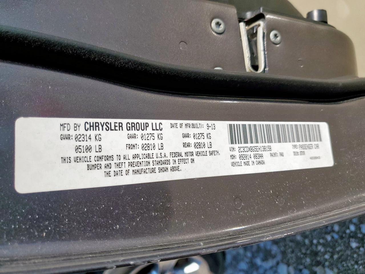 2014 Dodge Charger Se VIN: 2C3CDXBG5EH138158 Lot: 71087935