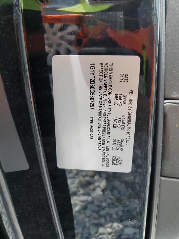 2016 Chevrolet Corvette Z06 3Lz VIN: 1G1YT2D60G5607297 Lot: 71699195