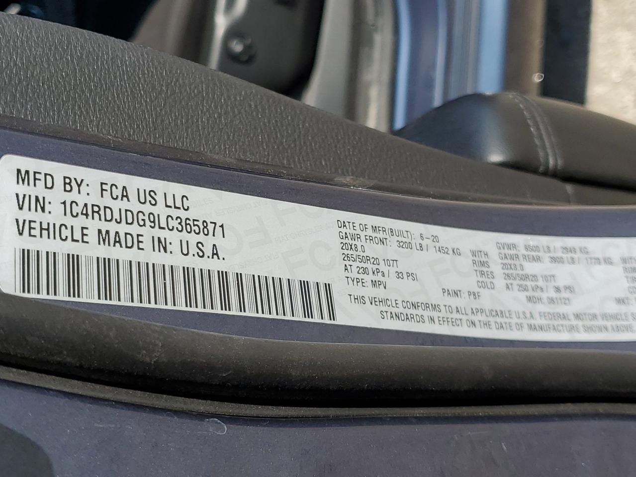 2020 Dodge Durango Gt VIN: 1C4RDJDG9LC365871 Lot: 72074635