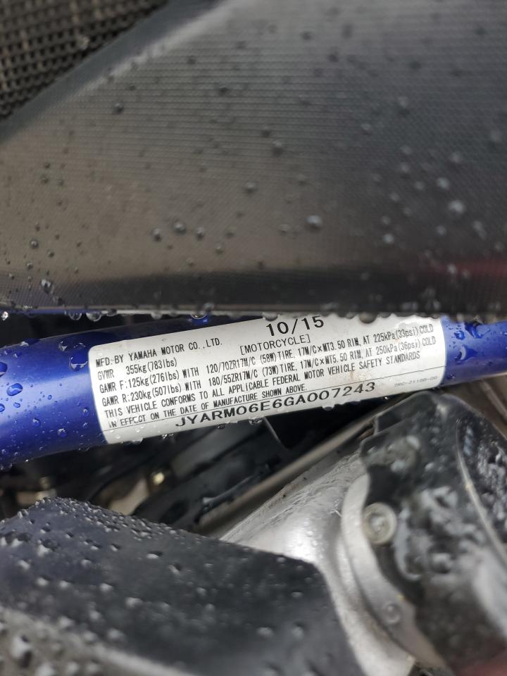 2016 Yamaha Fz07 VIN: JYARM06E6GA007243 Lot: 81667555