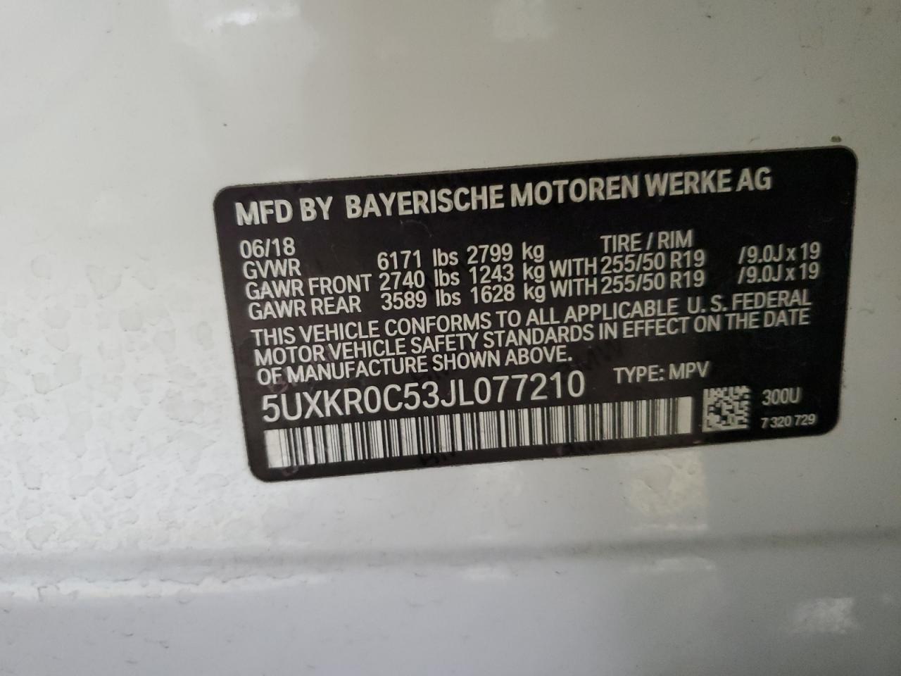 2018 BMW X5 xDrive35I VIN: 5UXKR0C53JL077210 Lot: 71555095