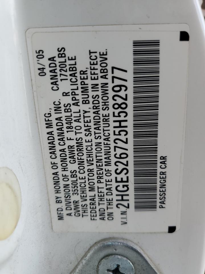 2005 Honda Civic Ex VIN: 2HGES26725H582977 Lot: 80214825