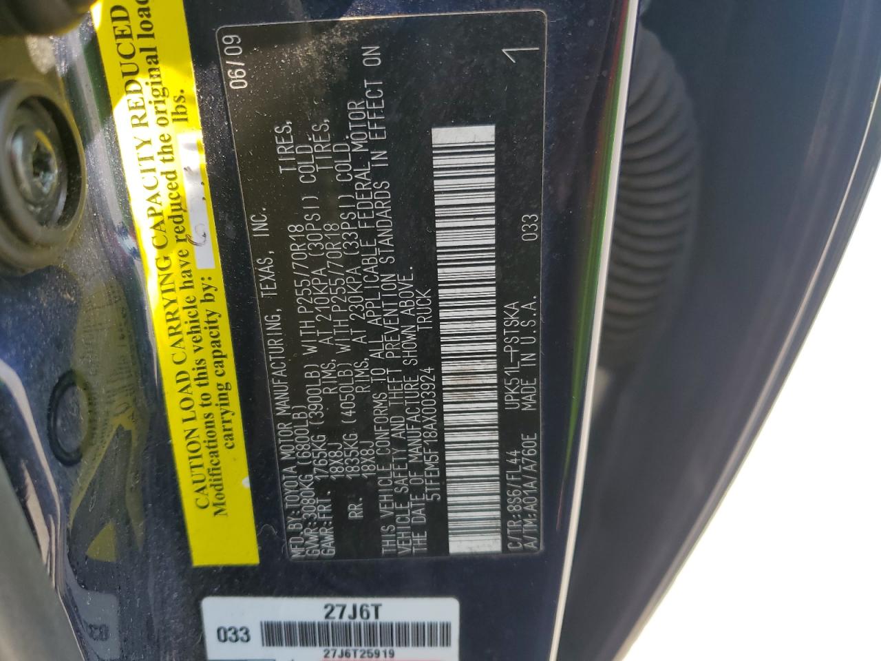 2010 Toyota Tundra Crewmax Sr5 VIN: 5TFEM5F18AX003924 Lot: 83983685