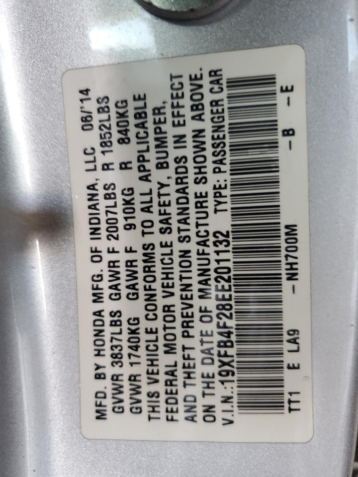 2014 Honda Civic Hybrid VIN: 19XFB4F28EE201132 Lot: 81806975