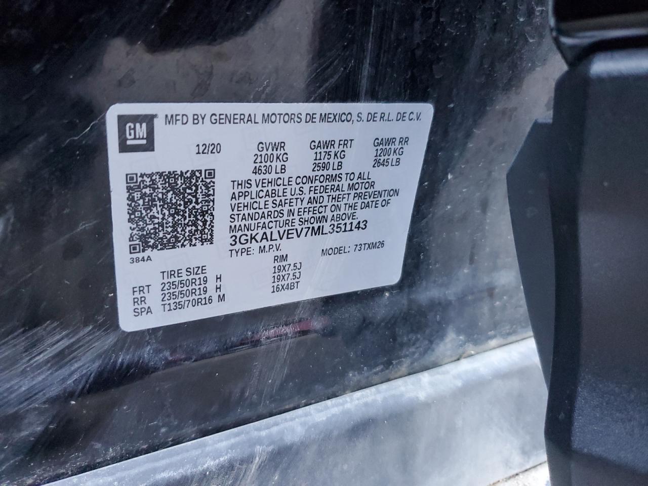 2021 GMC Terrain Slt VIN: 3GKALVEV7ML351143 Lot: 80864605