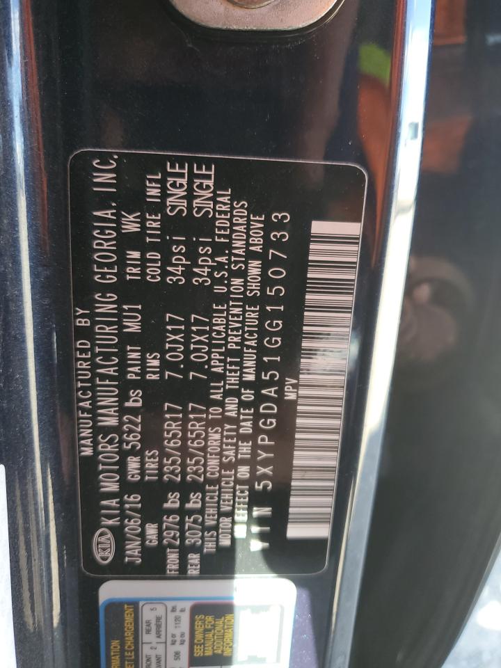 2016 Kia Sorento Lx VIN: 5XYPGDA51GG150733 Lot: 82146345