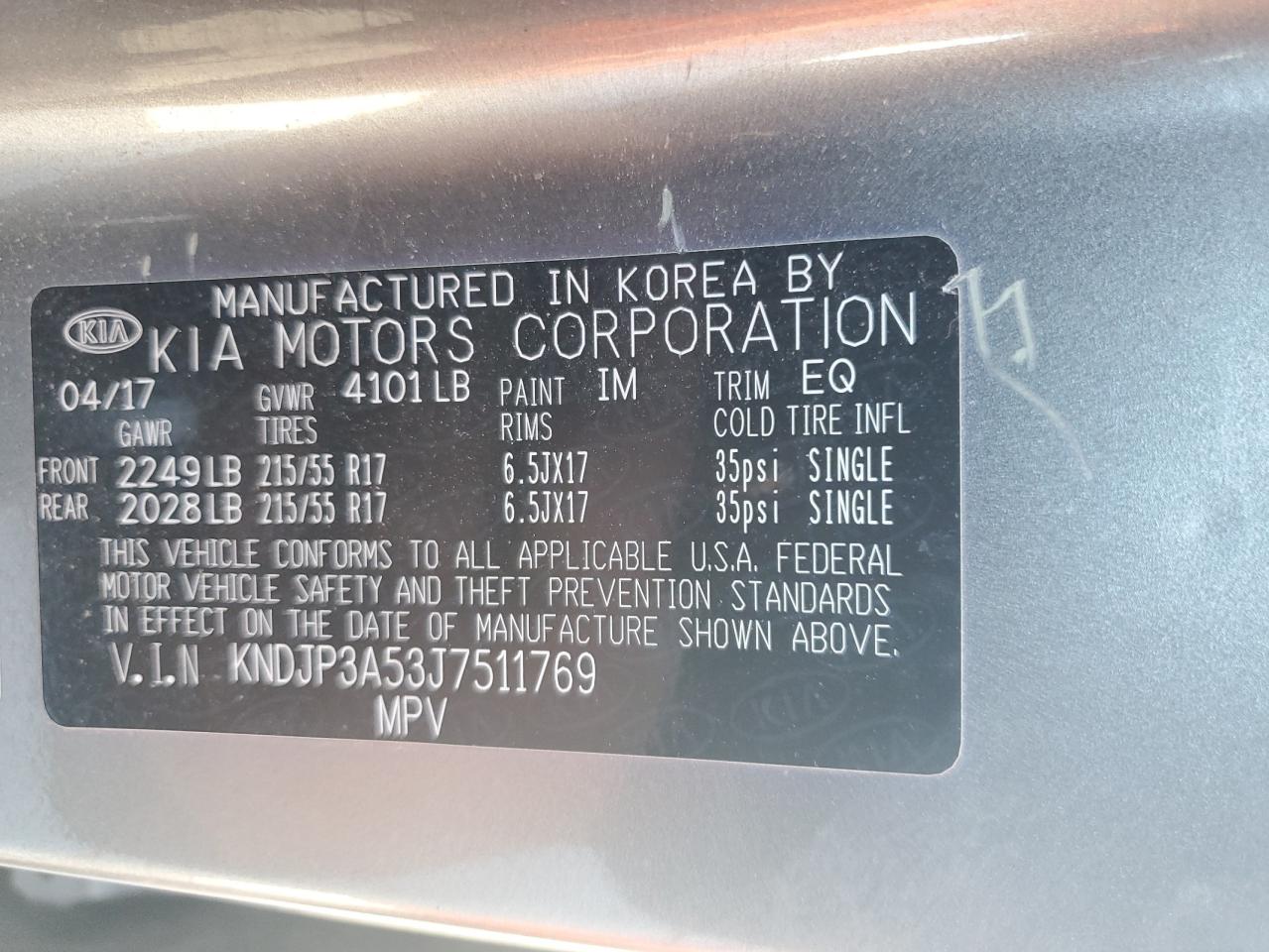 2018 Kia Soul + VIN: KNDJP3A53J7511769 Lot: 81945385