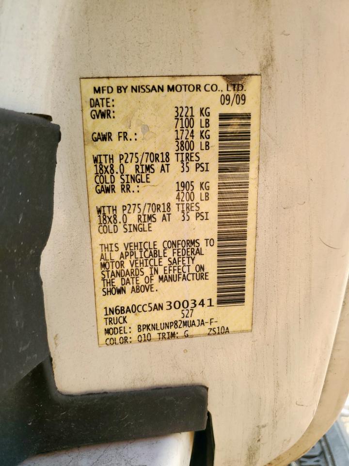 2010 Nissan Titan Xe VIN: 1N6BA0CC5AN300341 Lot: 80796895