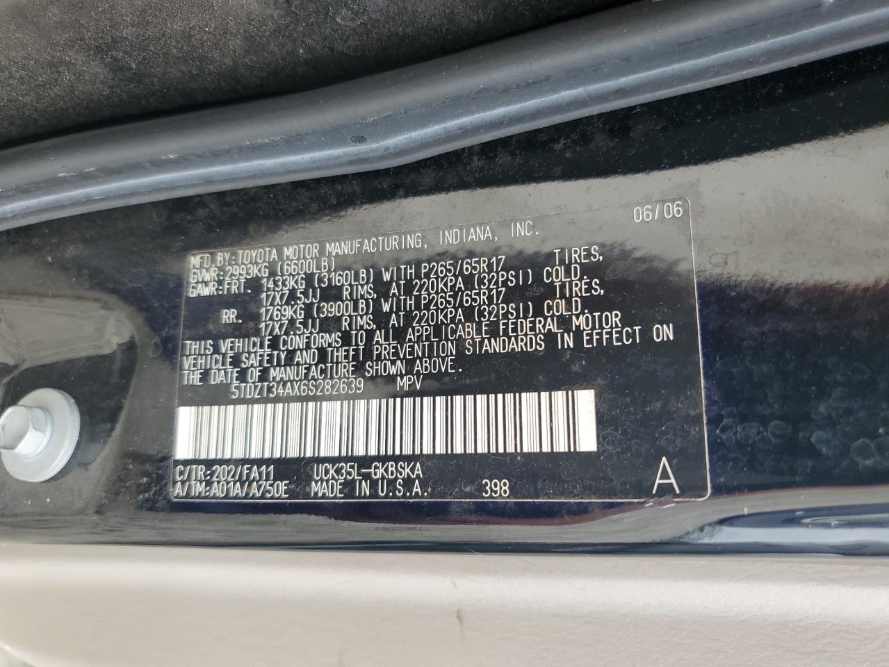 2006 Toyota Sequoia Sr5 VIN: 5TDZT34AX6S282639 Lot: 81827105