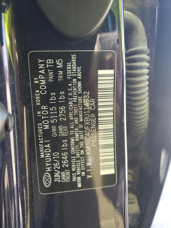 2011 Hyundai Genesis 4.6L VIN: KMHGC4DFXBU114932 Lot: 84250925