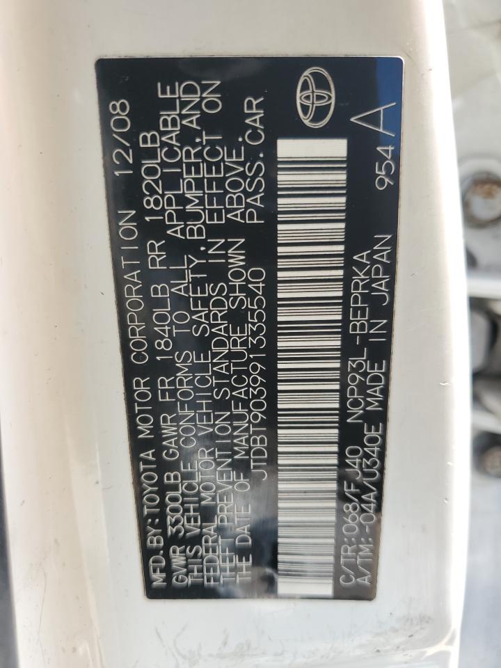 2009 Toyota Yaris VIN: JTDBT903991335540 Lot: 84284445