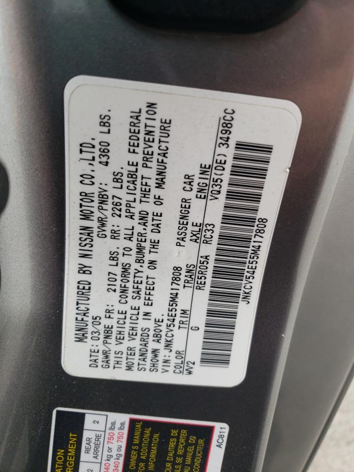 2005 Infiniti G35 VIN: JNKCV54E55M417808 Lot: 71062575