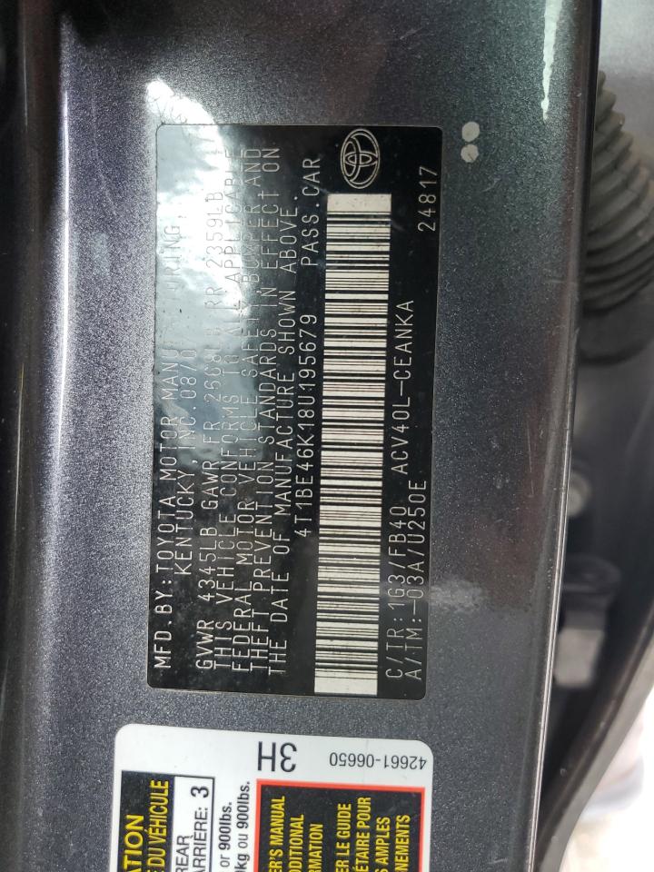 2008 Toyota Camry Ce VIN: 4T1BE46K18U195679 Lot: 84374175