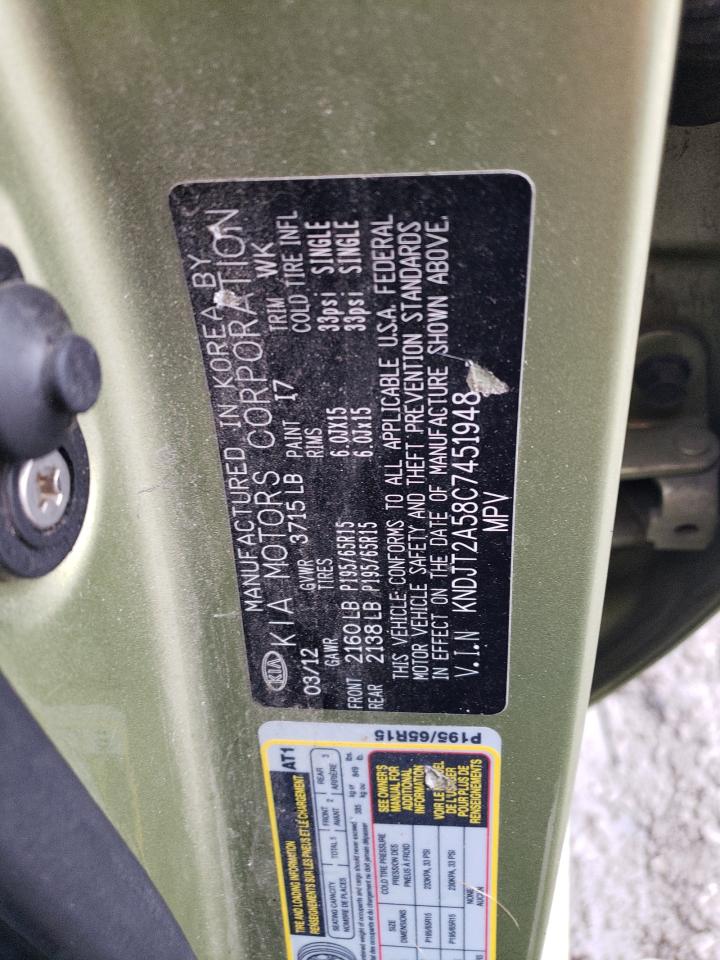 2012 Kia Soul VIN: KNDJT2A58C7451948 Lot: 73618473