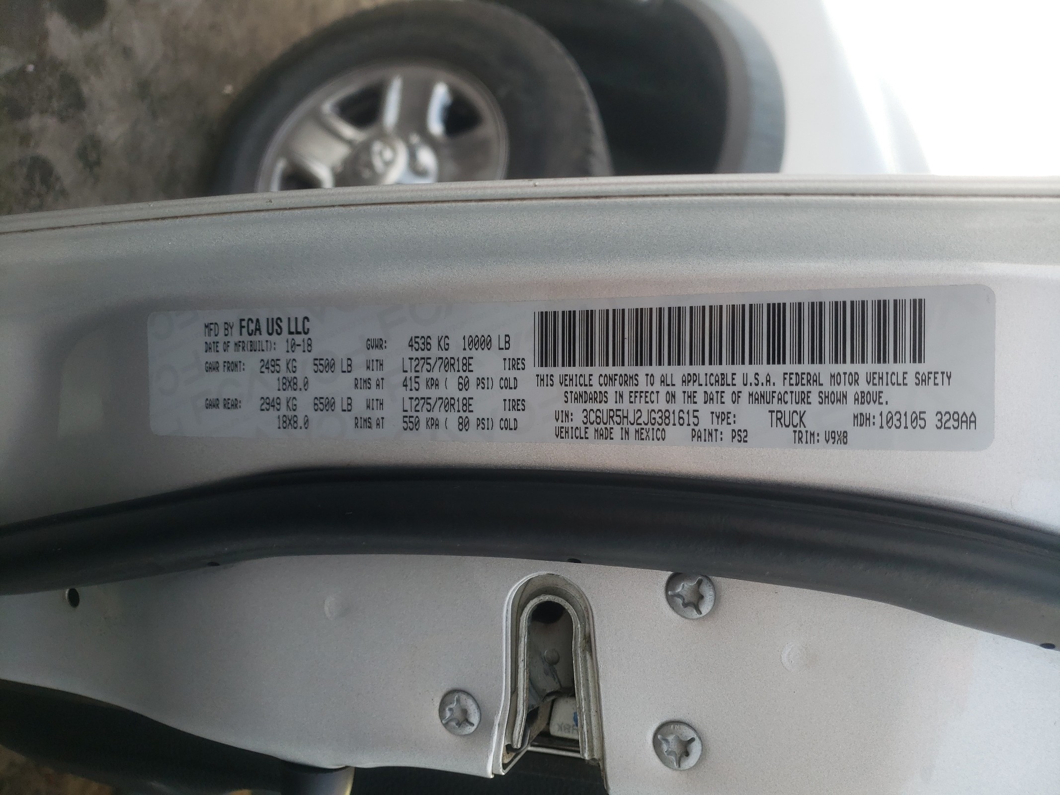 3C6UR5HJ2JG381615 2018 Ram 2500 St