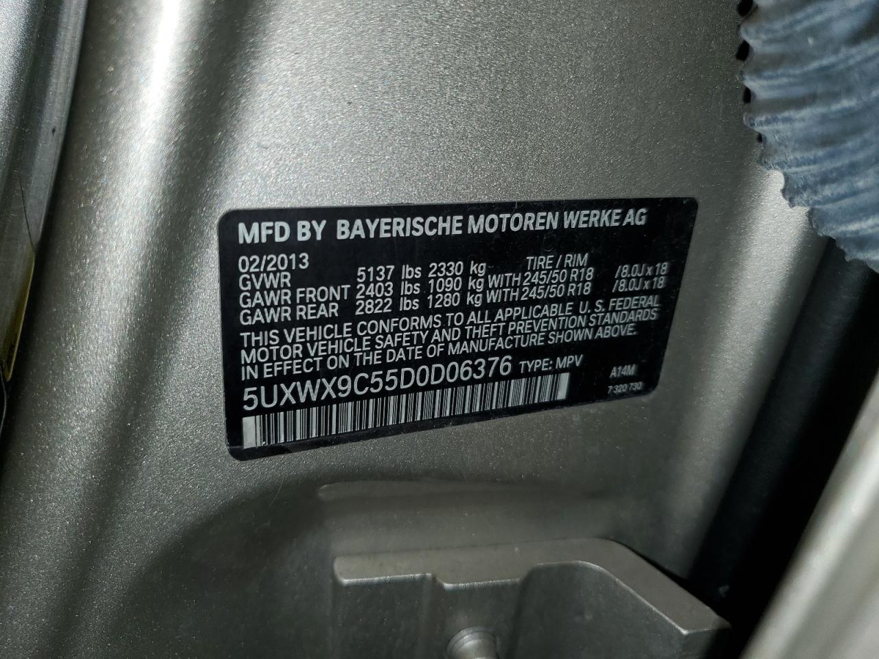 5UXWX9C55D0D06376 2013 BMW X3 xDrive28I